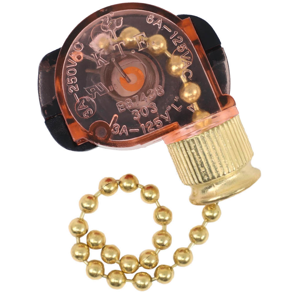 KTE  E87438 303 2 Wire Pull chain Light Switch Replacement - Brass