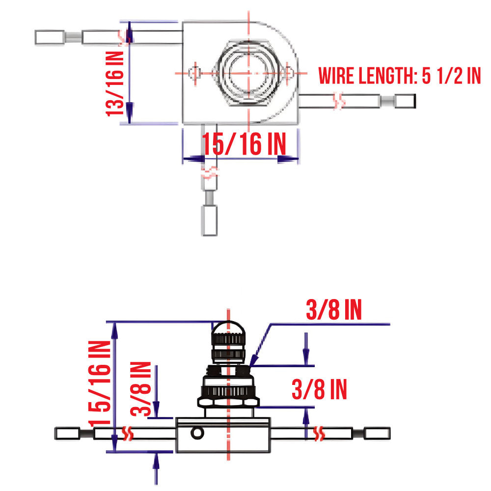 3/8 in. Shank Four-position Two-circuit 3-Way Rotary Light Switch - Nickel Plated