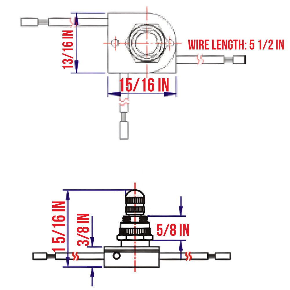 5/8 in. Shank Four-position Two-circuit 3-Way Rotary Light Switch - Nickel Plated