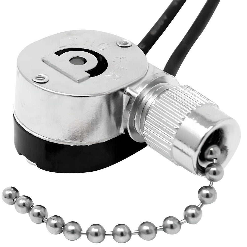 Zing Ear ZE-109M E89885 2 Wire Pull chain Light Switch Replacement - Silver