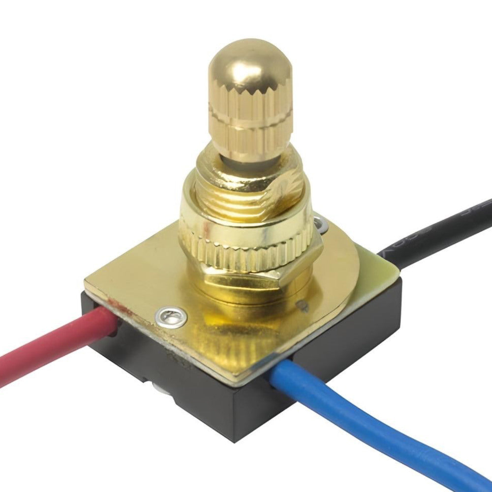 Zing Ear ZE-116M 3-Way 3-Wire Rotary Lamp Light Switch - 3/8" Shank (Brass)
