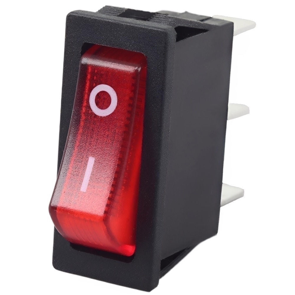 Zing Ear ZE-235L black rocker switch with red illuminated indicator
