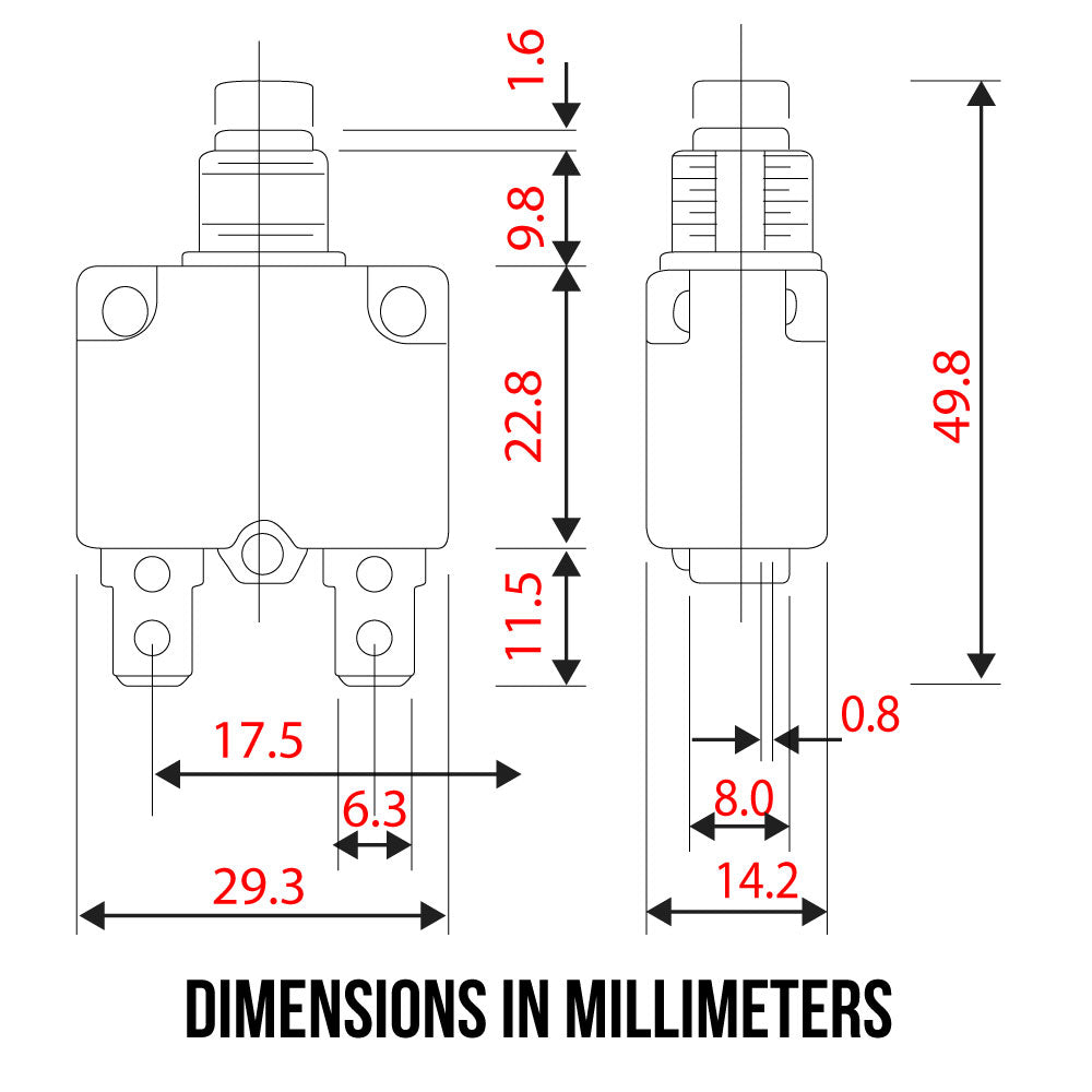 Zing Ear ZE-700S-15 Push Button Thermal Breaker 15A