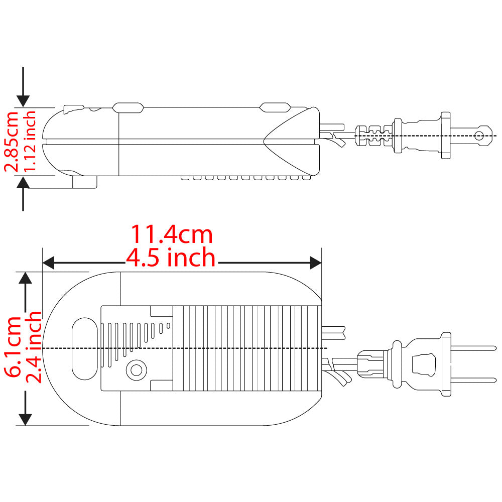 Zing Ear WLD-04 plugin foot dimmer switch for floor lamps - dimensions