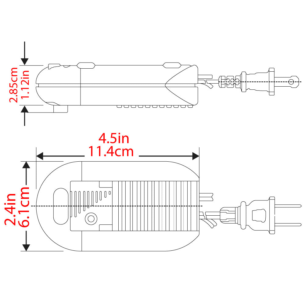 Zing Ear WLD-03 plugin foot dimmer switch for floor lamps - dimensions
