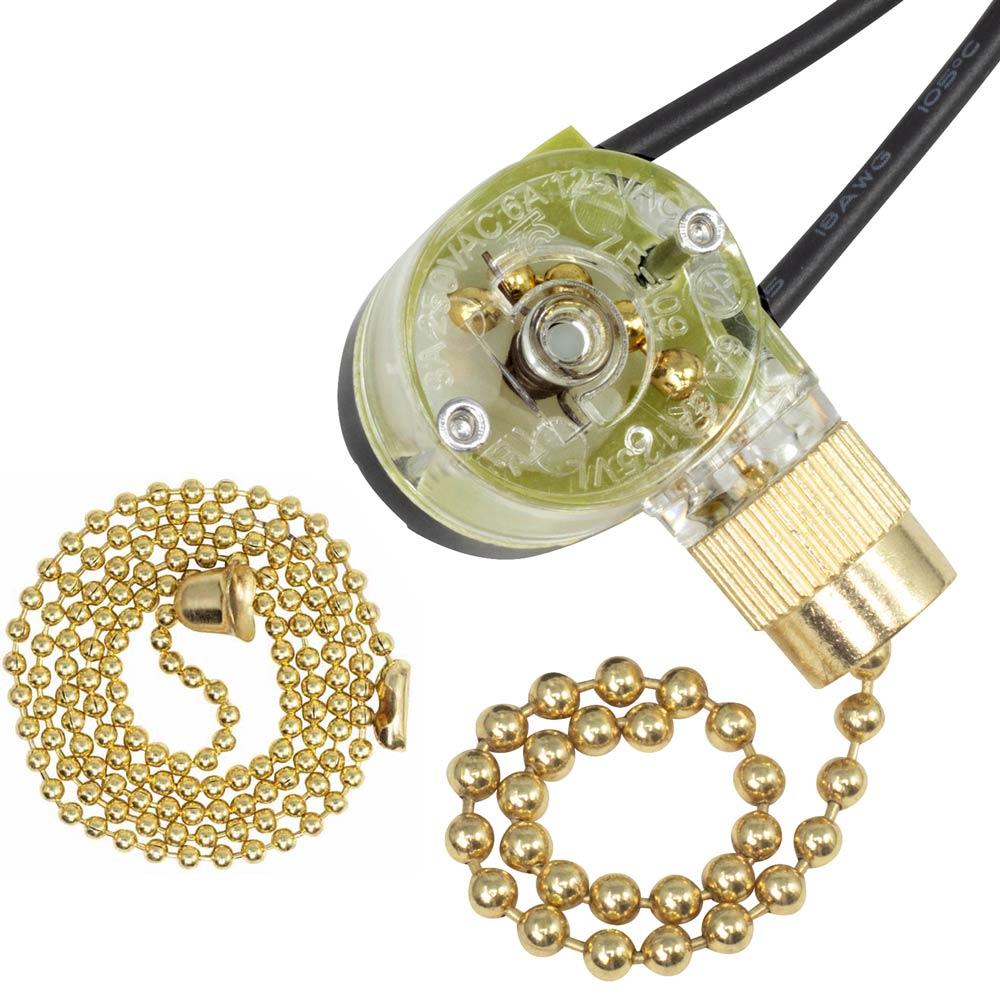 Zing Ear ZE-109 pull chain light switch - brass