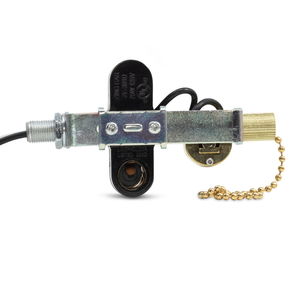 Zing Ear ZE-301D Lamp Holder Light Socket with ZE-109M Switch - brass