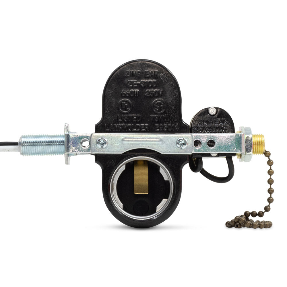 Zing Ear ZE-310D lamp holder light socket with ZE-109M switch - antique brass