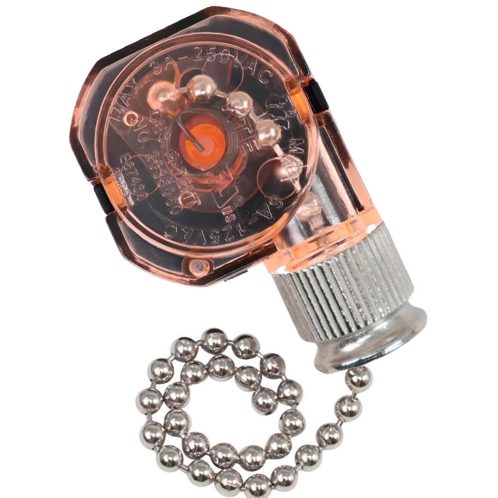KTE 3089 Circuit B 3 Speed 4 Wire Fan Pull Chain Switch - Nickel