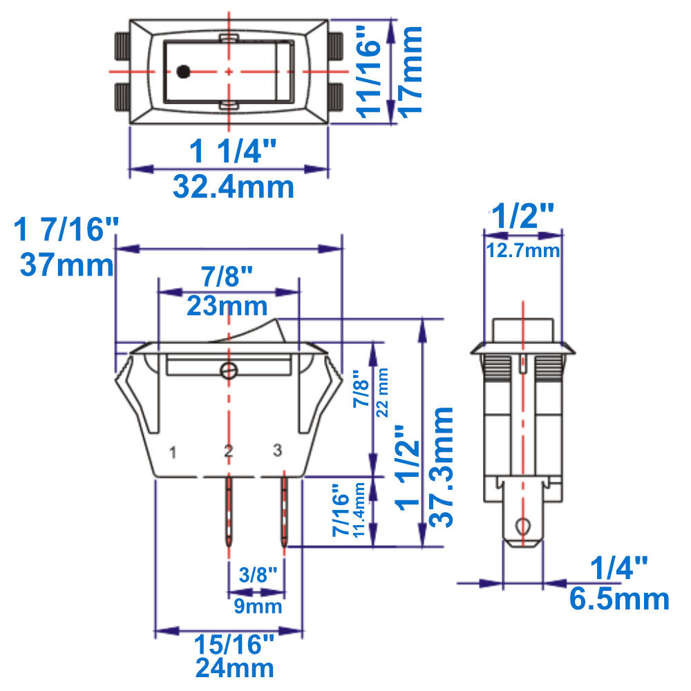 Zing Ear ZE-215 switch dimensions