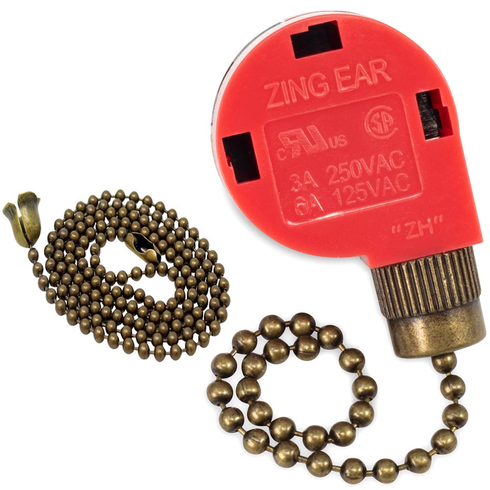 Zing Ear ZE-268s1 3 speed ceiling fan switch - antique brass