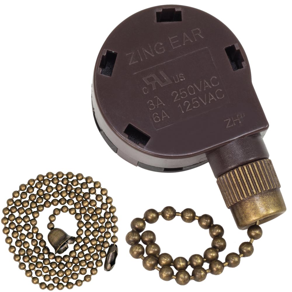 Zing Ear ZE-268s5 4 speed fan switch - antique brass