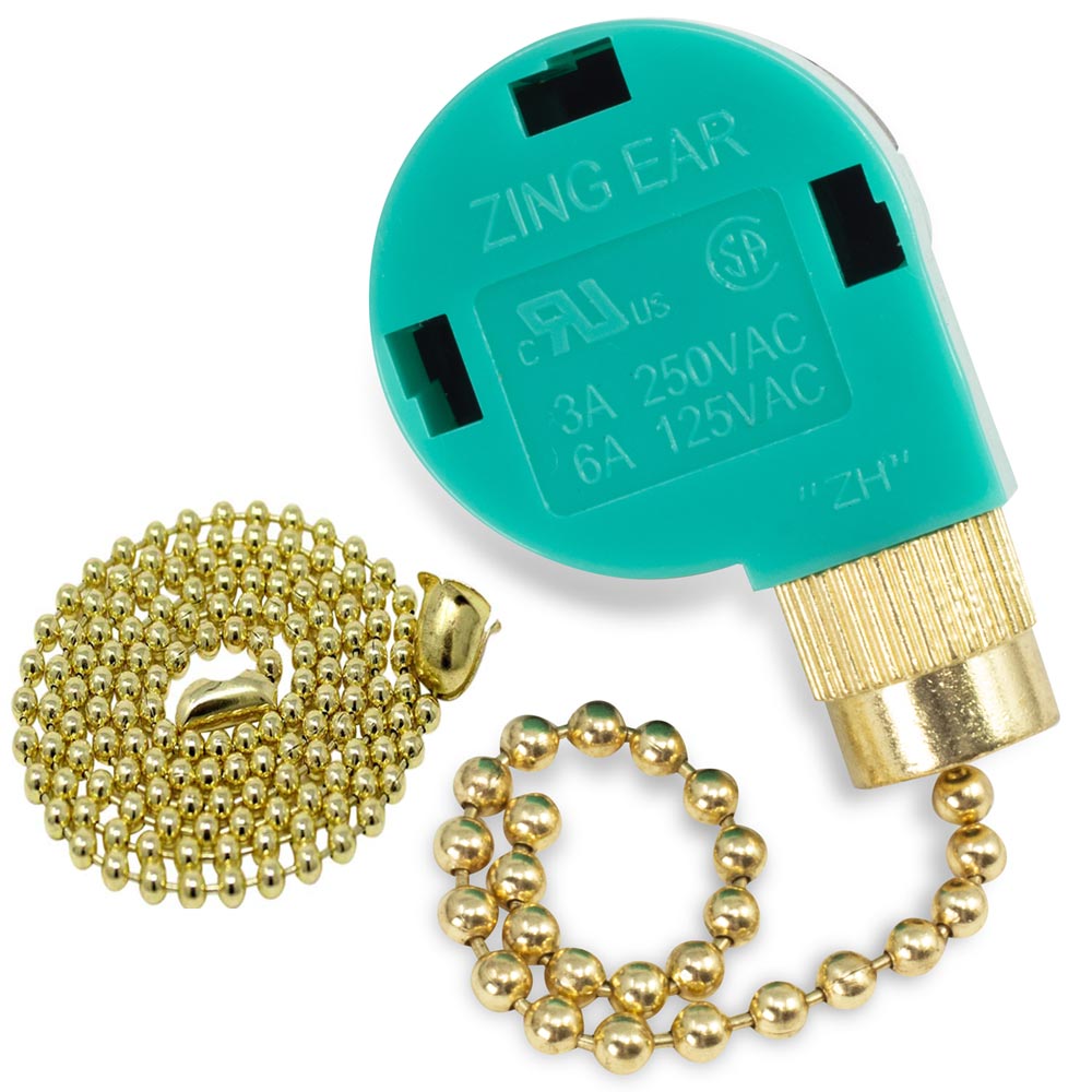 Zing Ear ZE-268S6 3 speed fan switch - brass