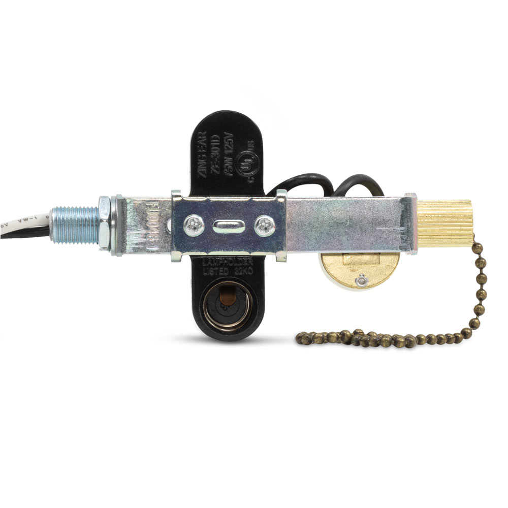 Zing Ear ZE-301D Lamp Holder Light Socket with ZE-109M Switch 75W - antique brass