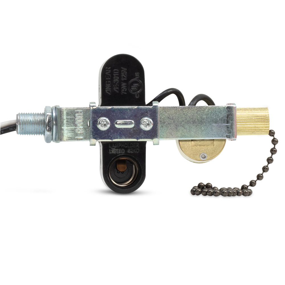 Zing Ear ZE-301D Lamp Holder Light Socket with ZE-109M Switch 75W - black nickel